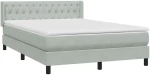 vidaXL Κρεβάτι Boxspring με Στρώμα Ανοιχτό Γκρι 160x220 εκ. Βελούδινο