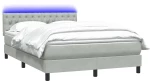 vidaXL Κρεβάτι Boxspring με Στρώμα Ανοιχτό Γκρι 160x210 εκ. Βελούδινο
