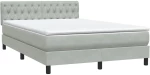 vidaXL Κρεβάτι Boxspring με Στρώμα Ανοιχτό Γκρι 160x220 εκ. Βελούδινο