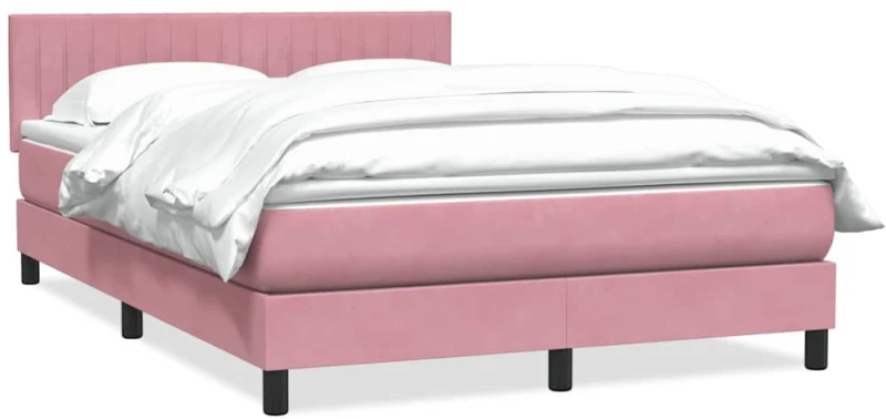 vidaXL Box Spring κρεβάτι με στρώμα ροζ 160x220 cm Βελούδινο