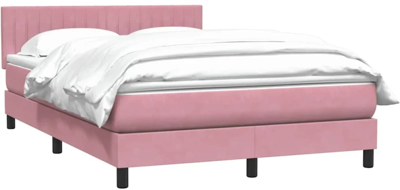 vidaXL Box Spring κρεβάτι με στρώμα ροζ 160x220 cm Βελούδινο