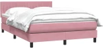 vidaXL Box Spring κρεβάτι με στρώμα ροζ 160x220 cm Βελούδινο