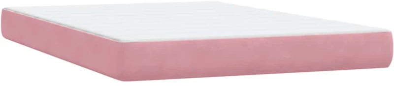 vidaXL Box Spring κρεβάτι με στρώμα ροζ 160x220 cm Βελούδινο