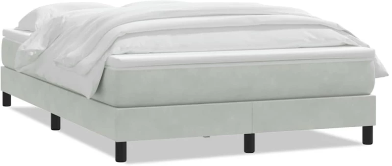 vidaXL Κρεβάτι Boxspring με Στρώμα Ανοιχτό Γκρι 160x210 εκ. Βελούδινο