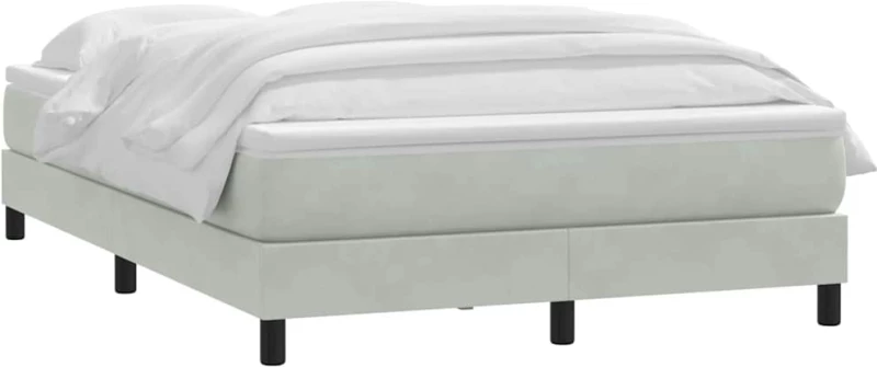 vidaXL Κρεβάτι Boxspring με Στρώμα Ανοιχτό Γκρι 160x210 εκ. Βελούδινο
