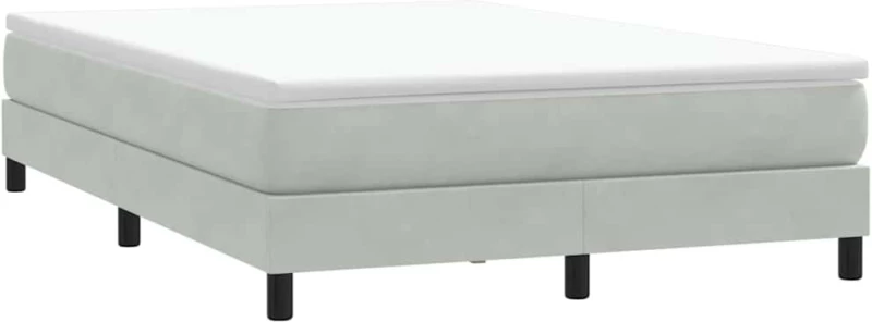 vidaXL Κρεβάτι Boxspring με Στρώμα Ανοιχτό Γκρι 160x210 εκ. Βελούδινο
