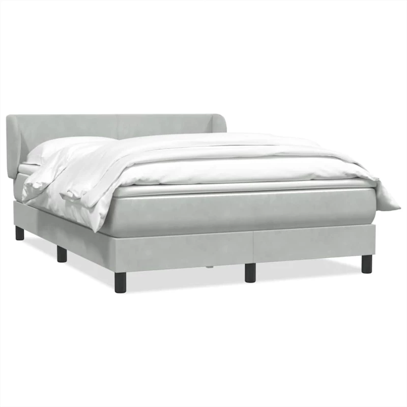 vidaXL Κρεβάτι Boxspring με Στρώμα Ανοιχτό Γκρι 160x220 εκ. Βελούδινο