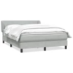 vidaXL Κρεβάτι Boxspring με Στρώμα Ανοιχτό Γκρι 160x220 εκ. Βελούδινο