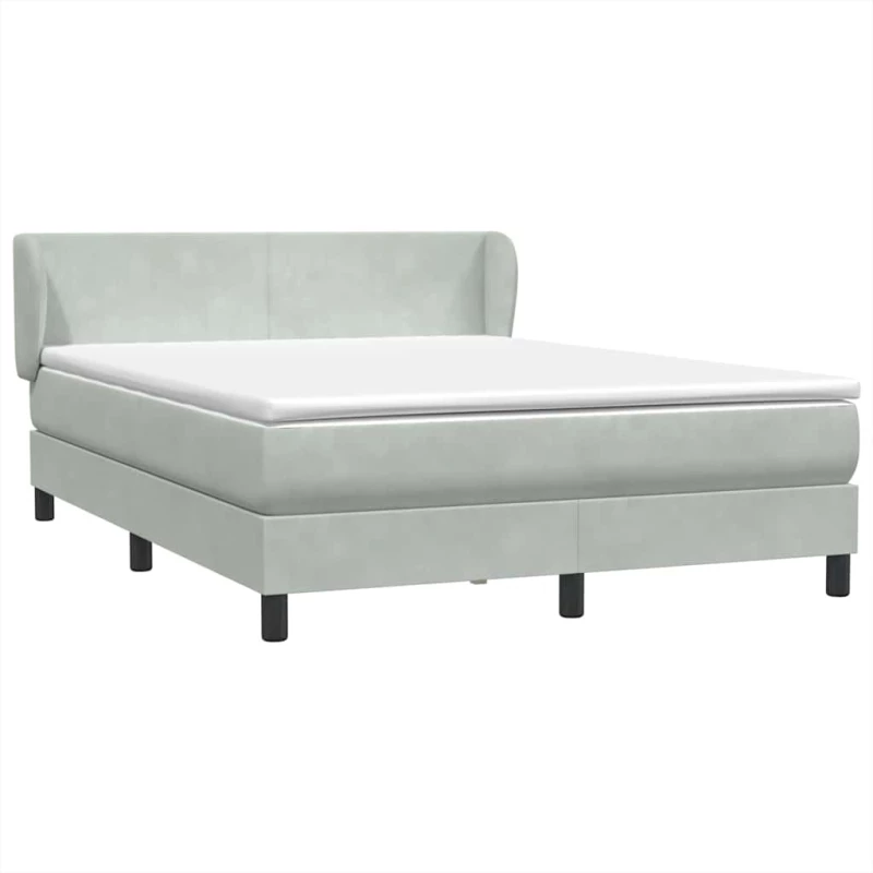 vidaXL Κρεβάτι Boxspring με Στρώμα Ανοιχτό Γκρι 160x220 εκ. Βελούδινο