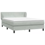 vidaXL Κρεβάτι Boxspring με Στρώμα Ανοιχτό Γκρι 160x220 εκ. Βελούδινο