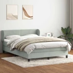 vidaXL Κρεβάτι Boxspring με Στρώμα Ανοιχτό Γκρι 160x220 εκ. Βελούδινο