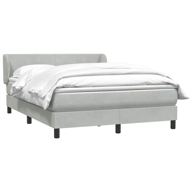 vidaXL Κρεβάτι Boxspring με Στρώμα Ανοιχτό Γκρι 160x220 εκ. Βελούδινο