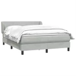 vidaXL Κρεβάτι Boxspring με Στρώμα Ανοιχτό Γκρι 160x220 εκ. Βελούδινο