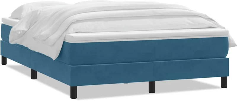 vidaXL Box Spring κρεβάτι με στρώμα σκούρο μπλε 160x220 cm Βελούδινο