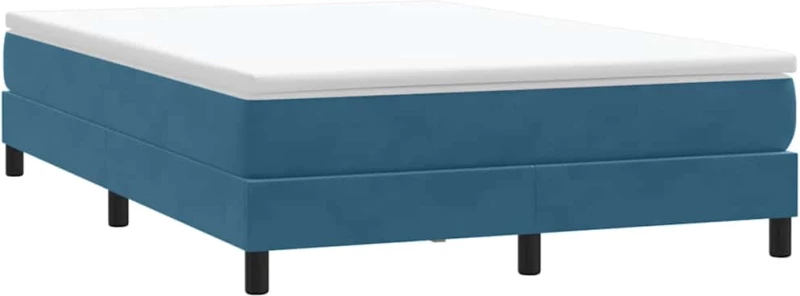 vidaXL Box Spring κρεβάτι με στρώμα σκούρο μπλε 160x220 cm Βελούδινο