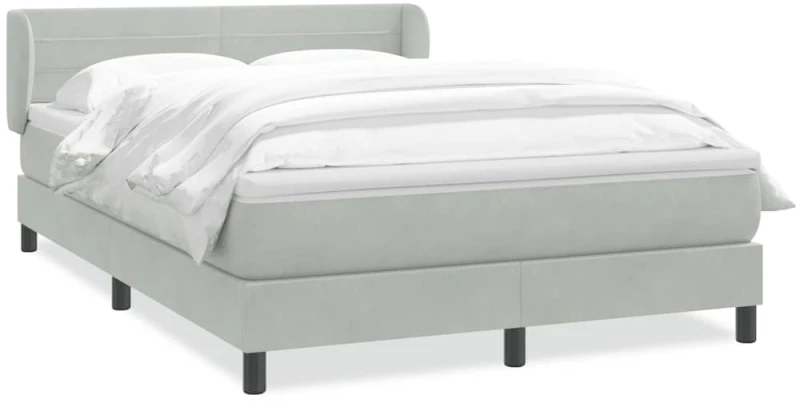 vidaXL Κρεβάτι Boxspring με Στρώμα Ανοιχτό Γκρι 160x220 εκ. Βελούδινο