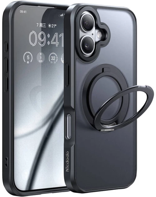 McDodo PC-4930 MagSafe case for iPhone 16 with stand (black)