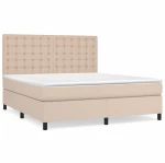 vidaXL Κρεβάτι Boxspring με Στρώμα Καπουτσίνο 160x200εκ.από Συνθ.Δέρμα