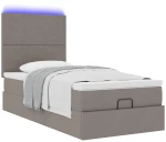 vidaXL Οθωμανικό κρεβάτι με στρώμα & LEDs Taupe 80x200cm ύφασμα