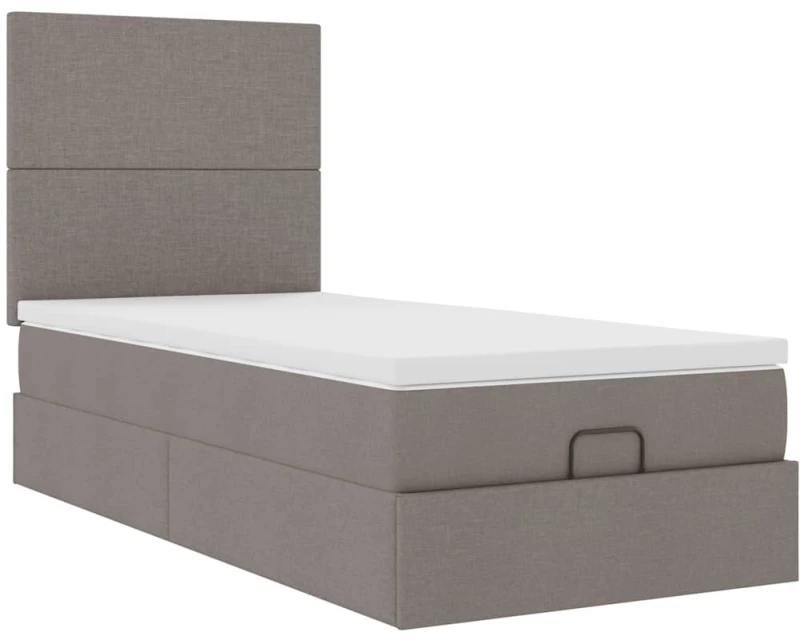 vidaXL Οθωμανικό κρεβάτι με στρώμα & LEDs Taupe 80x200cm ύφασμα
