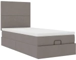 vidaXL Οθωμανικό κρεβάτι με στρώμα & LEDs Taupe 80x200cm ύφασμα
