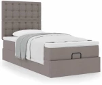 vidaXL Οθωμανικό κρεβάτι με στρώμα Taupe 80x200cm ύφασμα