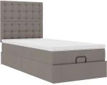 vidaXL Οθωμανικό κρεβάτι με στρώμα Taupe 80x200cm ύφασμα