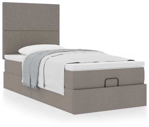 vidaXL Οθωμανικό κρεβάτι με στρώμα Taupe 80x200cm ύφασμα
