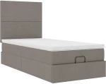 vidaXL Οθωμανικό κρεβάτι με στρώμα Taupe 80x200cm ύφασμα