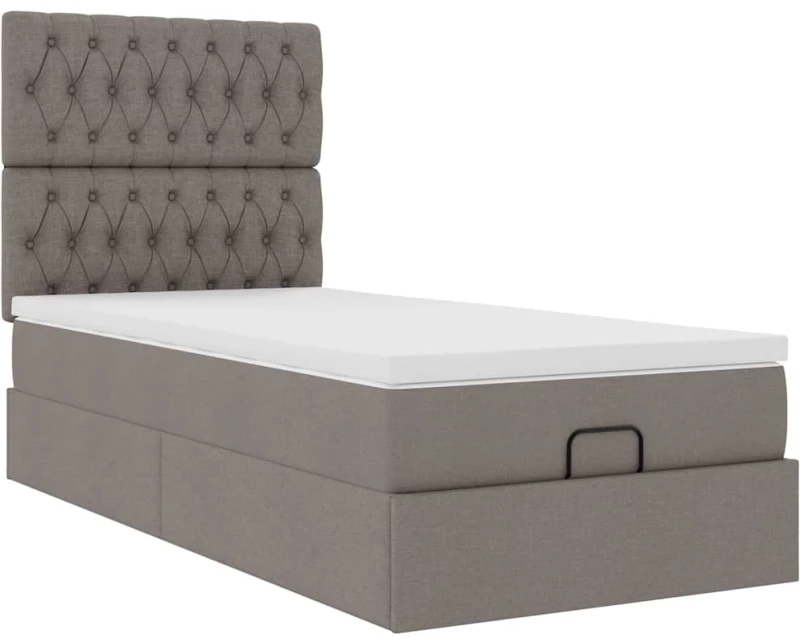 vidaXL Οθωμανικό κρεβάτι με στρώμα & LEDs Taupe 80x200cm ύφασμα
