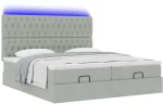 vidaXL Οθωμανικό κρεβάτι με στρώματα & LEDs Ανοιχτό γκρι Βελούδο