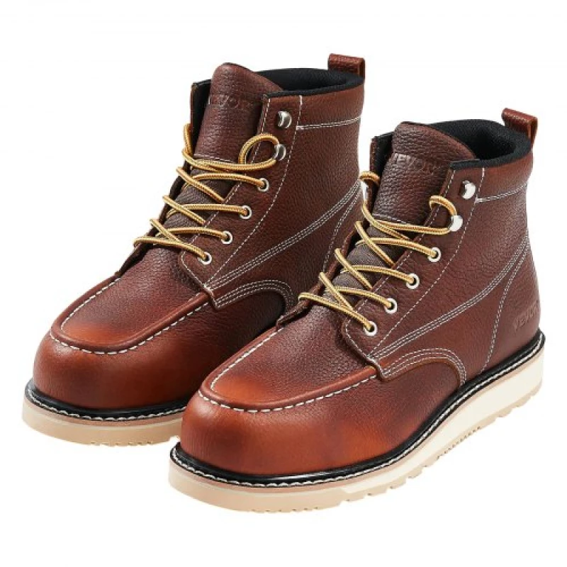 VEVOR Steel Toe Work Boots UK Size 11 Waterproof Moc Toe for Men Slip-Resistant
