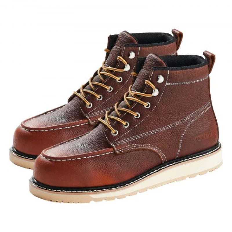 VEVOR Steel Toe Work Boots UK Size 11 Waterproof Moc Toe for Men Slip-Resistant