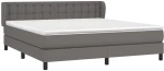vidaXL Κρεβάτι Boxspring με Στρώμα Γκρι 160x200εκ. από Συνθετικό Δέρμα