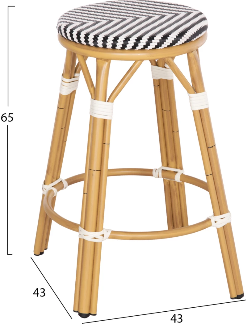 ΣΚΑΜΠΟ ΑΛΟΥΜΙΝΙΟΥ ΜΕΣ.ΥΨΟΥΣ CHINO HM6286.03 BAMBOO LOOK & TEXTILENE ΜΑΥΡΟ 43x43x65Υεκ