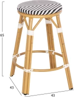 ΣΚΑΜΠΟ ΑΛΟΥΜΙΝΙΟΥ ΜΕΣ.ΥΨΟΥΣ CHINO HM6286.03 BAMBOO LOOK & TEXTILENE ΜΑΥΡΟ 43x43x65Υεκ