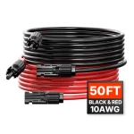 VEVOR 50FT Solar Panel Extension Wire with Female & Male Connectors 10AWG 1 Pair