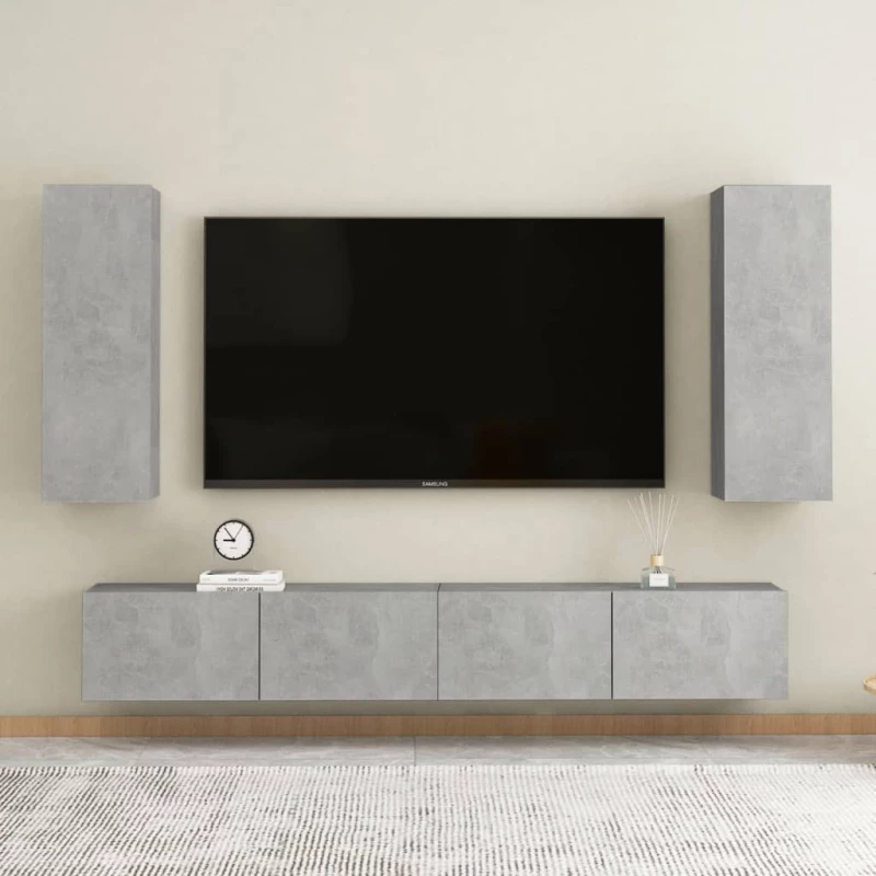 vidaXL Έπιπλο Τηλεόρασης Γκρι Σκυρ. 30,5 x 30 x 90 εκ. από Επεξ. Ξύλο