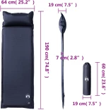 vidaXL Στρώμα Κάμπινγκ Αυτοφούσκωτο Μονό με Μαξιλάρι Γκρι