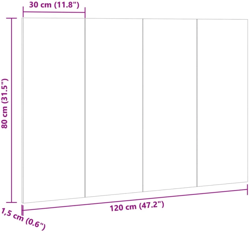 vidaXL Κεφαλάρι κρεβατιού Παλιό ξύλο 120x1,5x80 cm