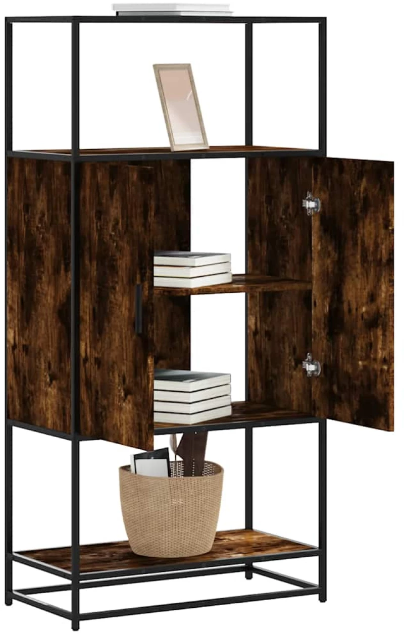 vidaXL Highboard Καπνιστή δρυς 68x35x139 cm Κατασκευασμένο ξύλο