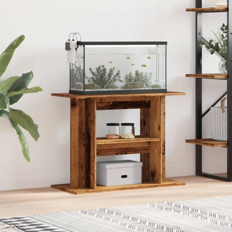 vidaXL Βάση Ενυδρείου Όψη Παλαιού Ξύλου 80x35x60 εκ. Επεξ. Ξύλο
