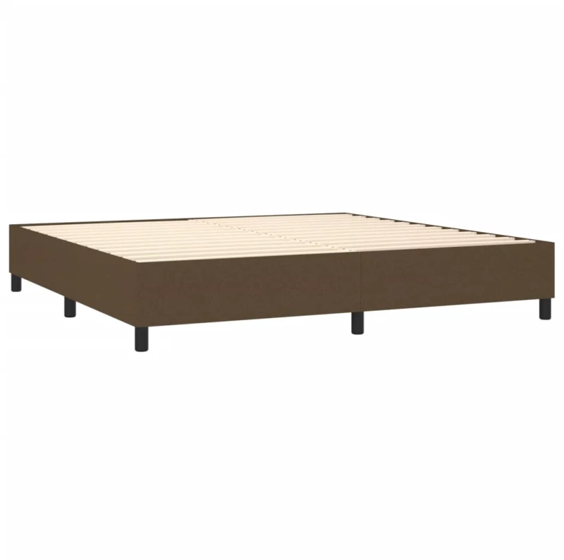 vidaXL Κρεβάτι Boxspring με Στρώμα & LED Σκ.Καφέ 200x200εκ. Υφασμάτινο