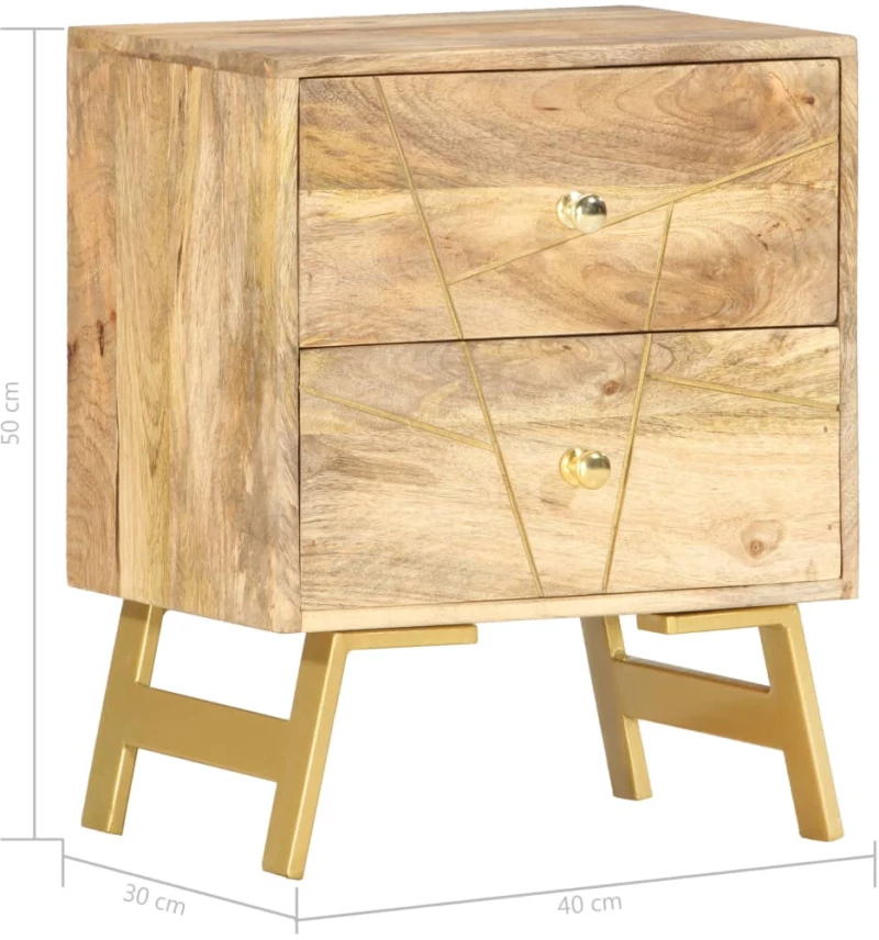 vidaXL Κομοδίνο 40 x 30 x 50 εκ. από Μασίφ Ξύλο Μάνγκο