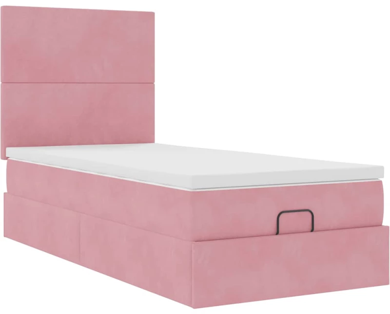 vidaXL Οθωμανικό κρεβάτι με στρώματα ροζ 80x200cm Velvet