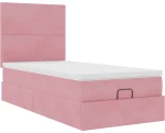 vidaXL Οθωμανικό κρεβάτι με στρώματα ροζ 80x200cm Velvet