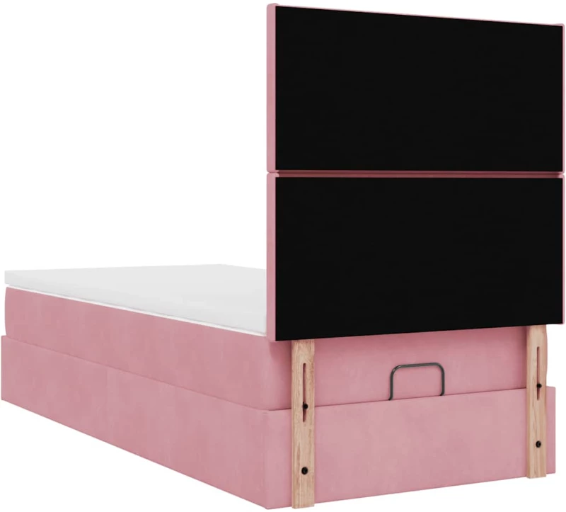 vidaXL Οθωμανικό κρεβάτι με στρώματα ροζ 80x200cm Velvet