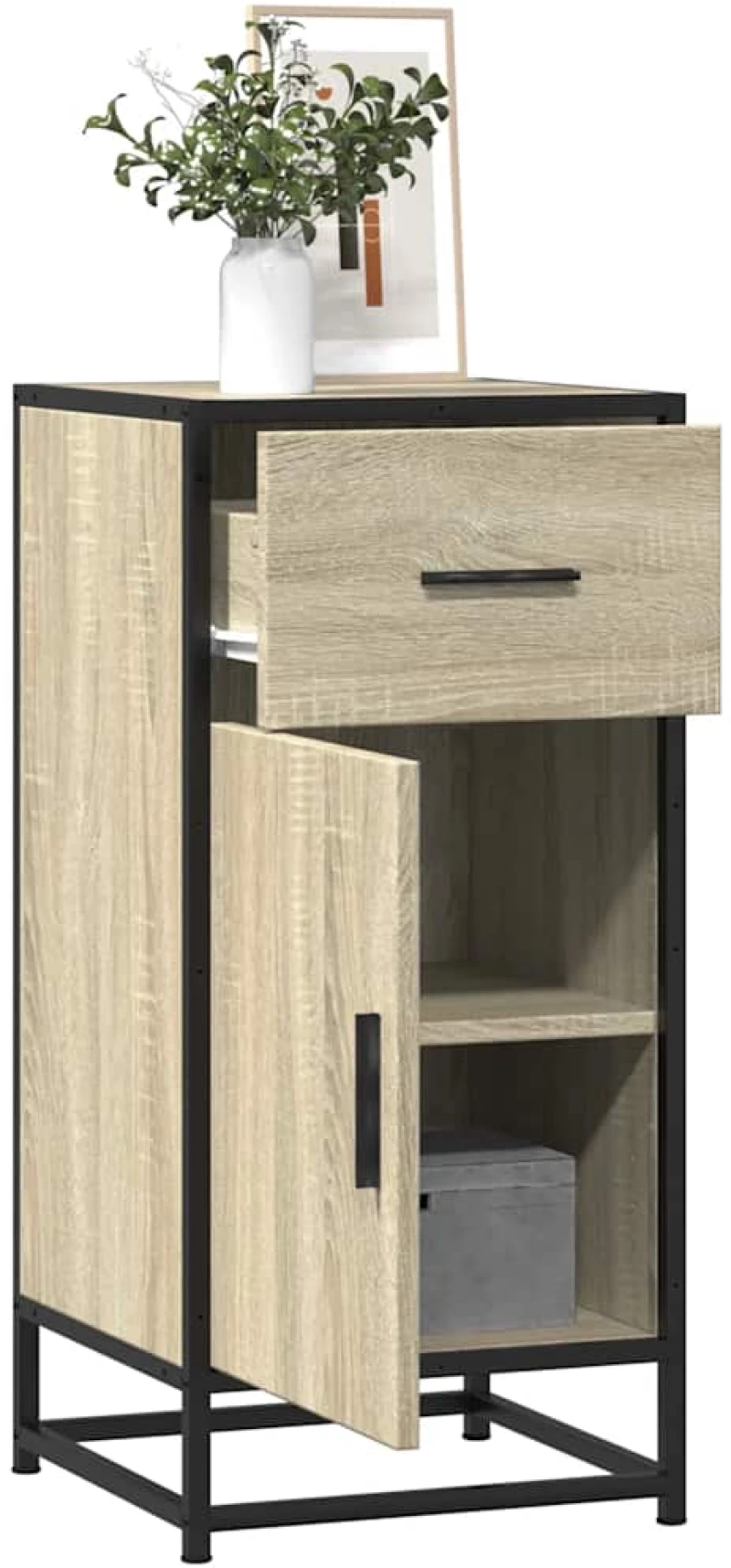 vidaXL Συρταριέρα Sonoma Δρυς 35,5x35x76 εκ. Επεξ. Ξύλο + Μέταλλο