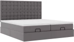 vidaXL Οθωμανικό κρεβάτι με στρώματα & LEDs Γκρι Faux Leather