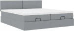 vidaXL Οθωμανικό κρεβάτι με στρώματα & LEDs Ανοιχτό γκρι ύφασμα